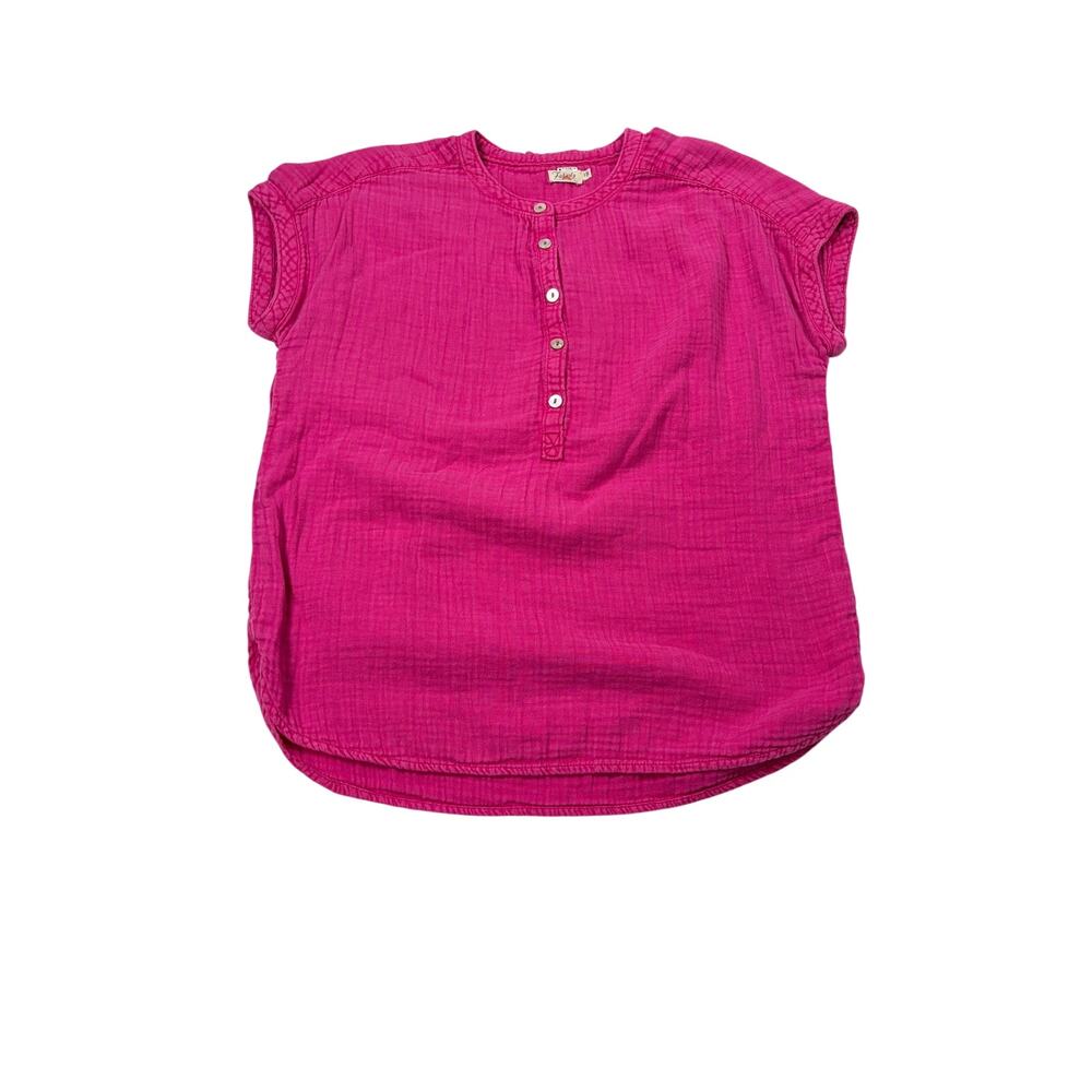 Faherty womens pink gauzy cap sleeve henley top. Size S. office, casual, summer